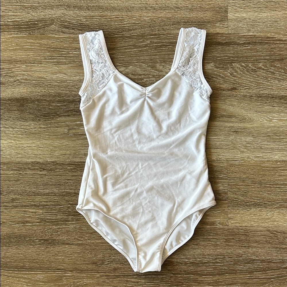 White leotard with lace details